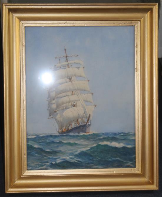 Samuel John Milton Brown (1873-1965) Clipper at sea, 19.5 x 15in.